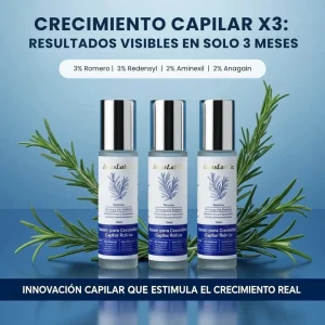 Crecimiento Capilar X3 – Sérum para Crecimiento Capilar Roll-on (Pack 3 Roll-on de 10ml c/u)