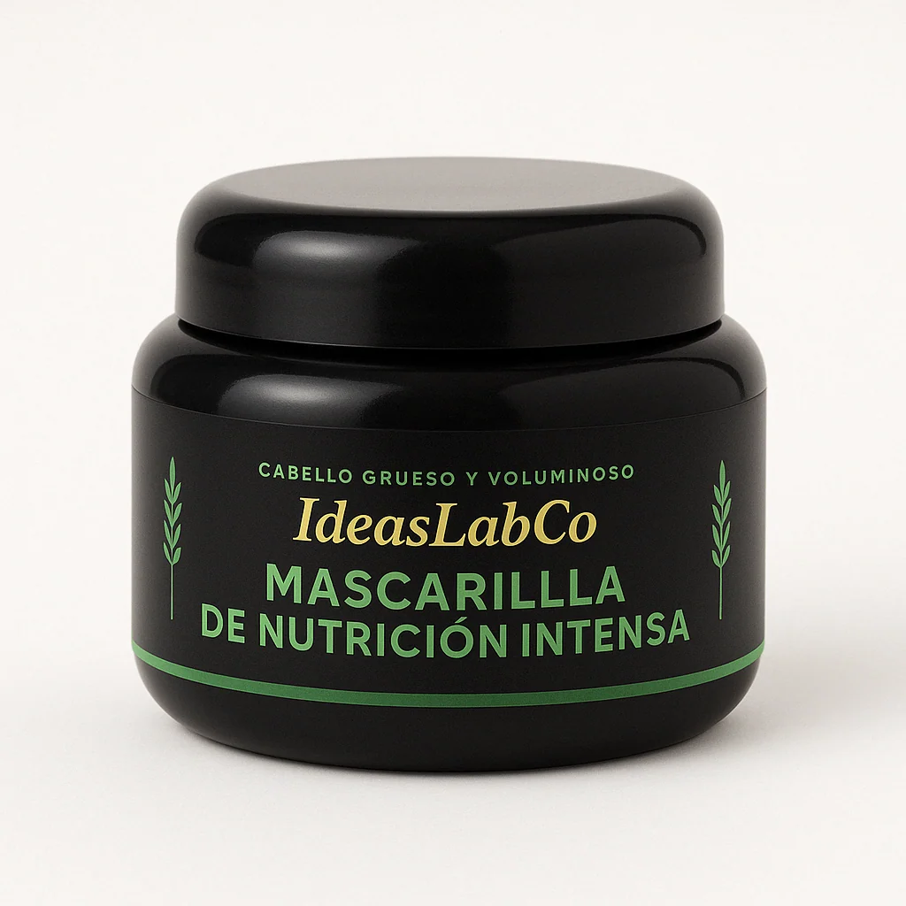 Descubre el poder de un cabello nutrido y lleno de vida con IdeasLabCo. – Mascarilla de Nutrición Intensa para Cabello Grueso y Voluminoso con Romero Keratina Ortiga y Biotina (250 gr.)