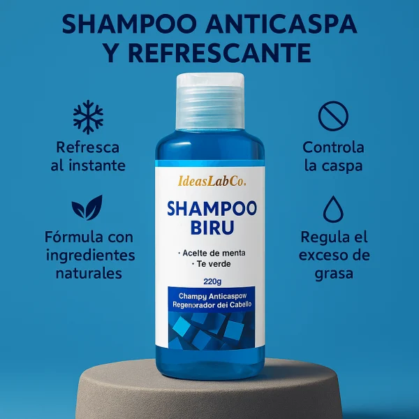 Shampoo Biru™ Anticaspa con Menta y Té Verde – Purifica y Refresca el Cuero Cabelludo - IdeasLabCo™, imagen 8