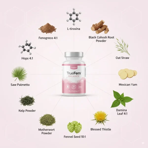 TrueFem Balance – Cápsulas para el Equilibrio Hormonal y Bienestar Femenino (60 Cápsulas) – SuperHuman™, imagen 7