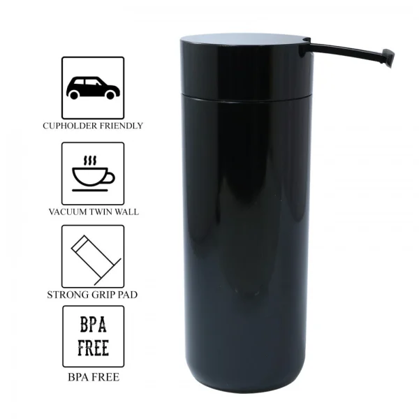 Termo Anti Caidas de Acero Inoxidable 400 ml Negro, imagen 3