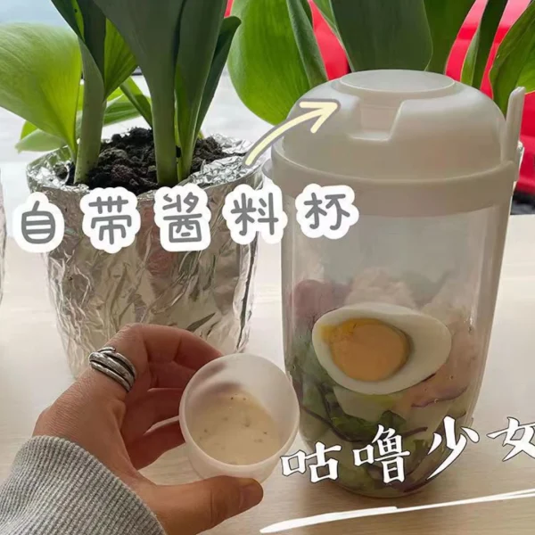 Contenedor para Ensalada con Pote para Aliño y Tenedor, imagen 5