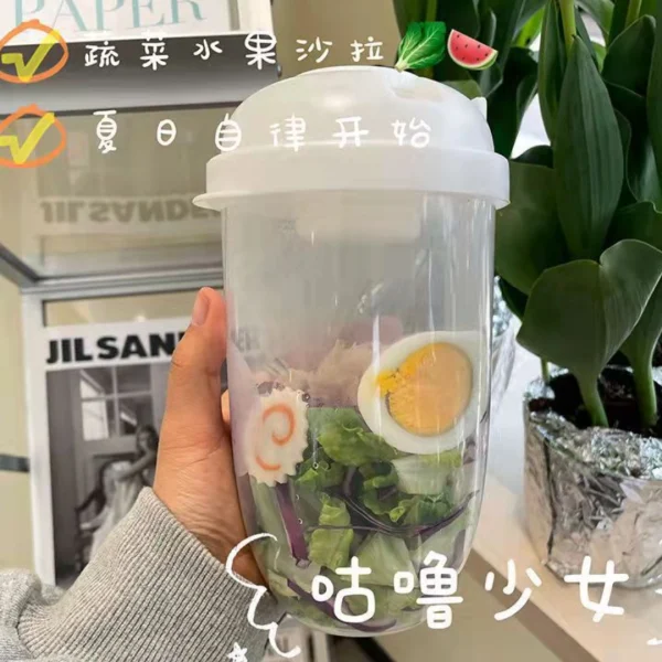Contenedor para Ensalada con Pote para Aliño y Tenedor, imagen 3