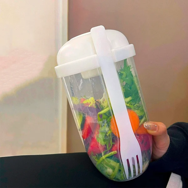 Contenedor para Ensalada con Pote para Aliño y Tenedor, imagen 2