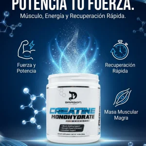 Creatine Monohydrate Essentials – Soporte para musculos, energía y antioxidantes (300 g) – Dragon Pharma