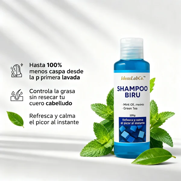Shampoo Biru™ Anticaspa con Menta y Té Verde – Purifica y Refresca el Cuero Cabelludo - IdeasLabCo™, imagen 6