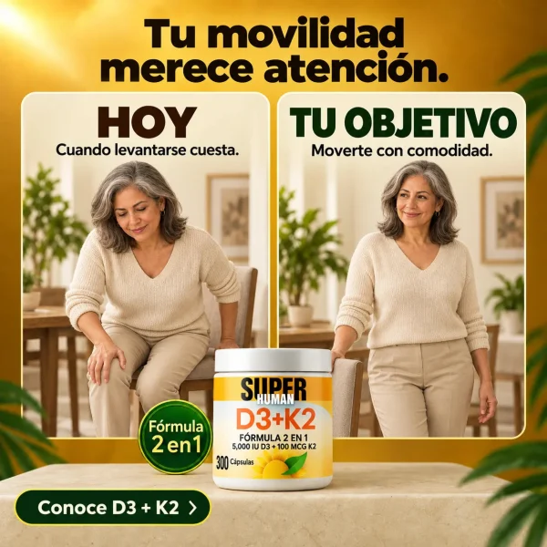 Vitamina D3 + K2 - Cápsulas de Fortalecimiento Óseo y Articular de 5000 IU D3 + 100 MCG K2 (300 Cápsulas) - SuperHuman™, imagen 2
