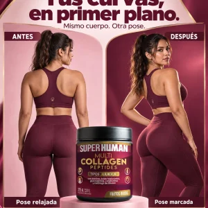 Multi Collagen Peptides™ - Colágeno Hidrolizado en Polvo Tipo I, II, III, V y X con Glucosamina, Biotina, Condroitina y Cartílago de Tiburón, para Piel, Articulaciones y Huesos, 100% Puro y Natural (375 g) - SuperHuman™