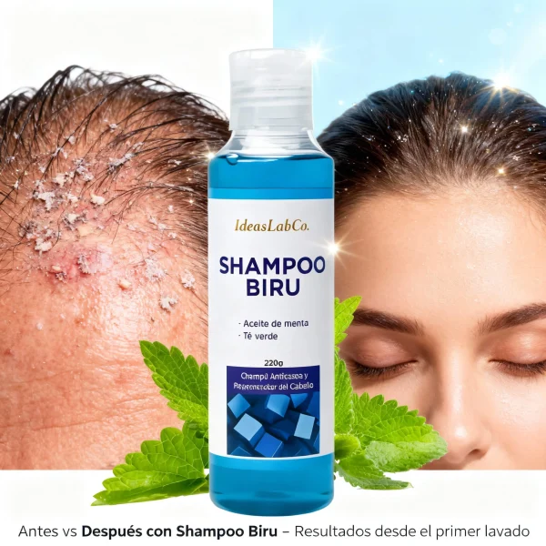 Shampoo Biru™ Anticaspa con Menta y Té Verde – Purifica y Refresca el Cuero Cabelludo - IdeasLabCo™, imagen 5