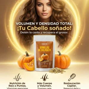 PUMPKIN SEED OIL - Crecimiento y densidad capilar Semillas de Calabaza (120 cápsulas blandas)